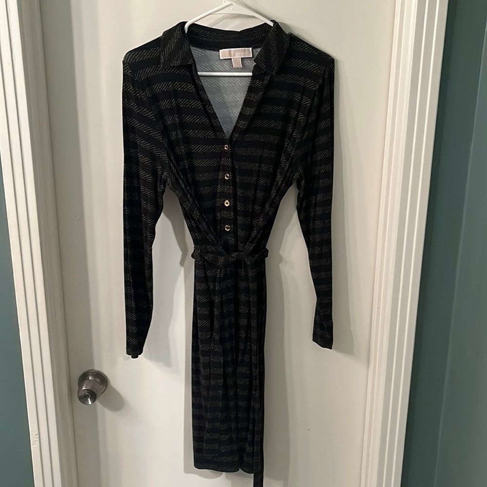 Michael Kors black and green striped dress- size Medium